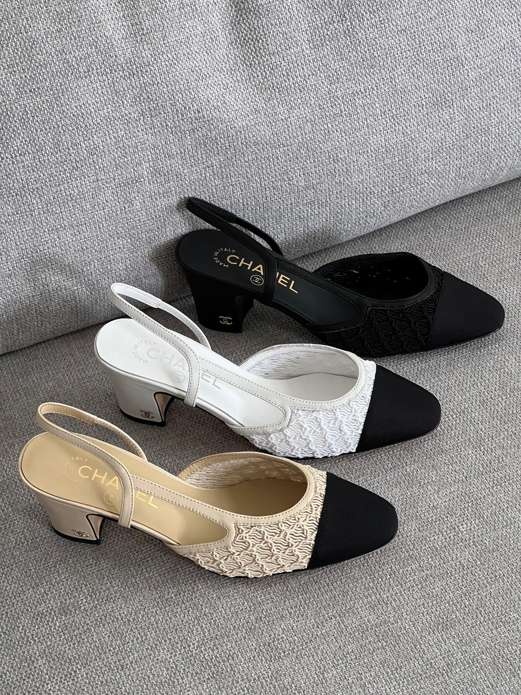 Chanel Interlocking CC Logo Lace Slingback Pumps - 2