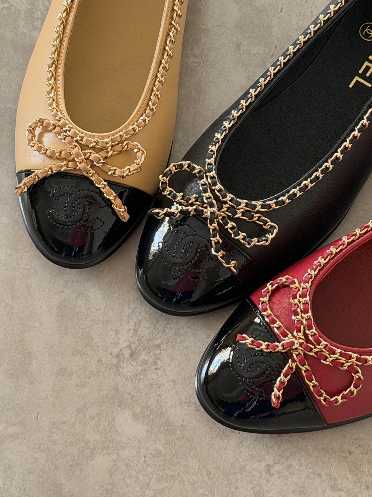 Chanel Ballerinas in Lambskin and Varnished Calfskin