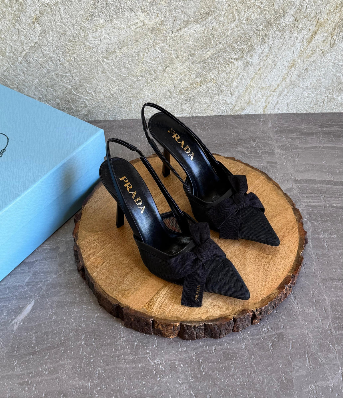 Prada Mesh Fabric Slingback Pumps