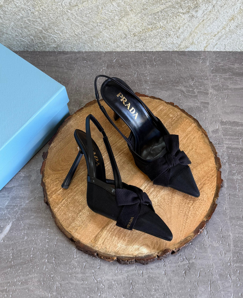 Prada Mesh Fabric Slingback Pumps - 2