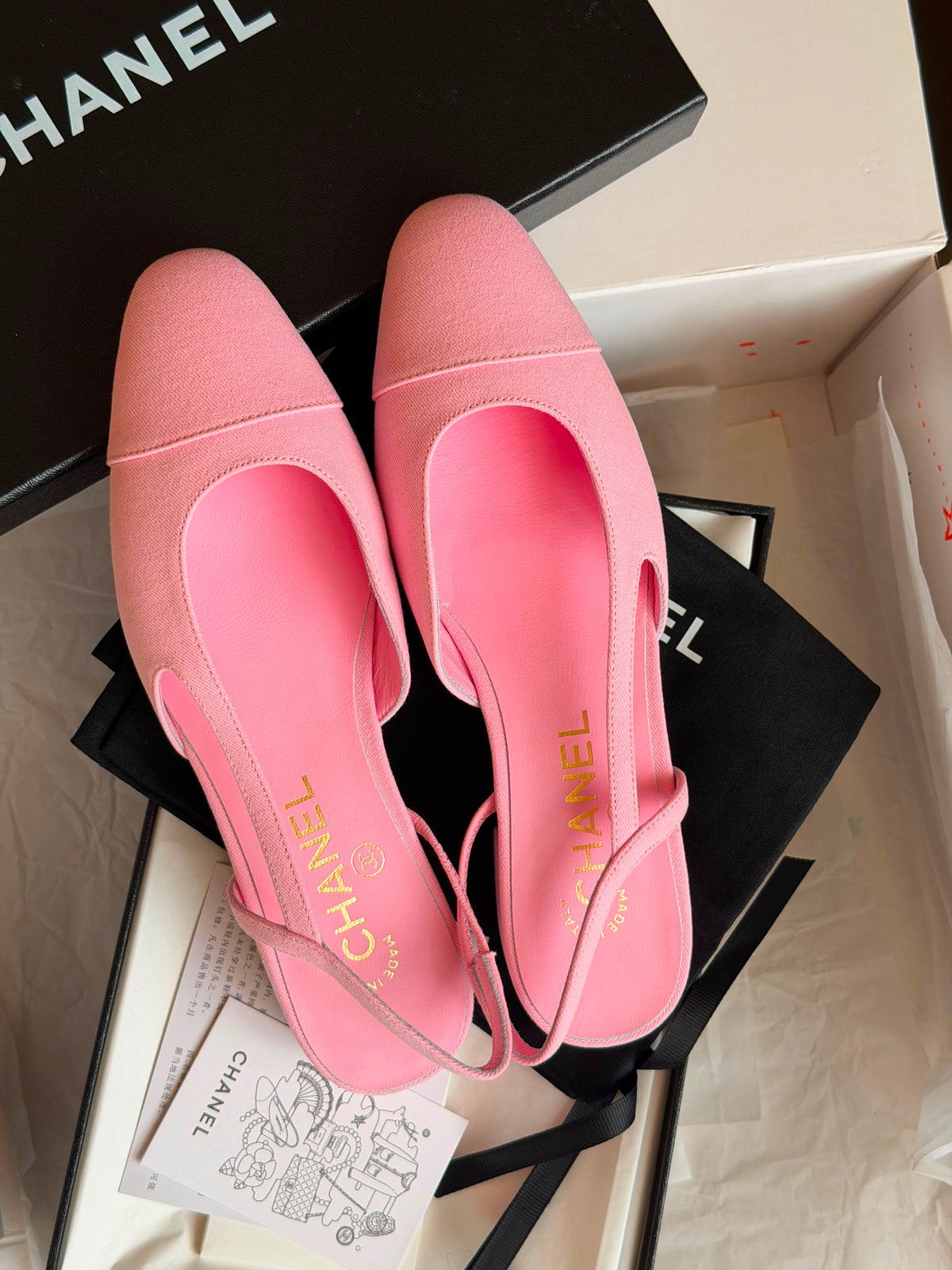 Chanel Denim Cap Toe CC Slingback Flat