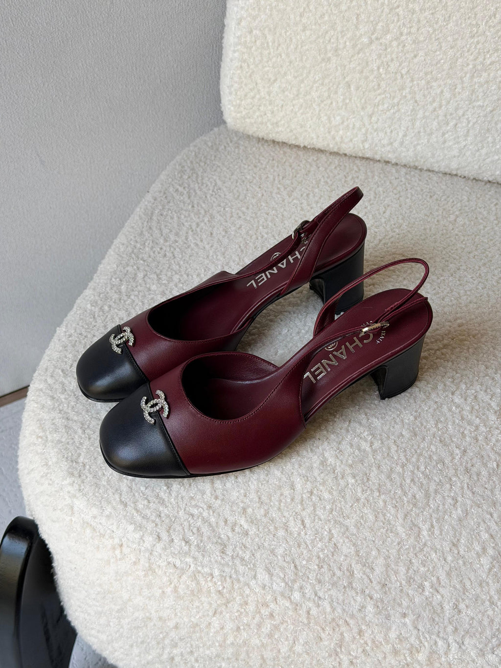 Chanel Crystal CC Lambskin Slingback Block-Heel Pump - 3