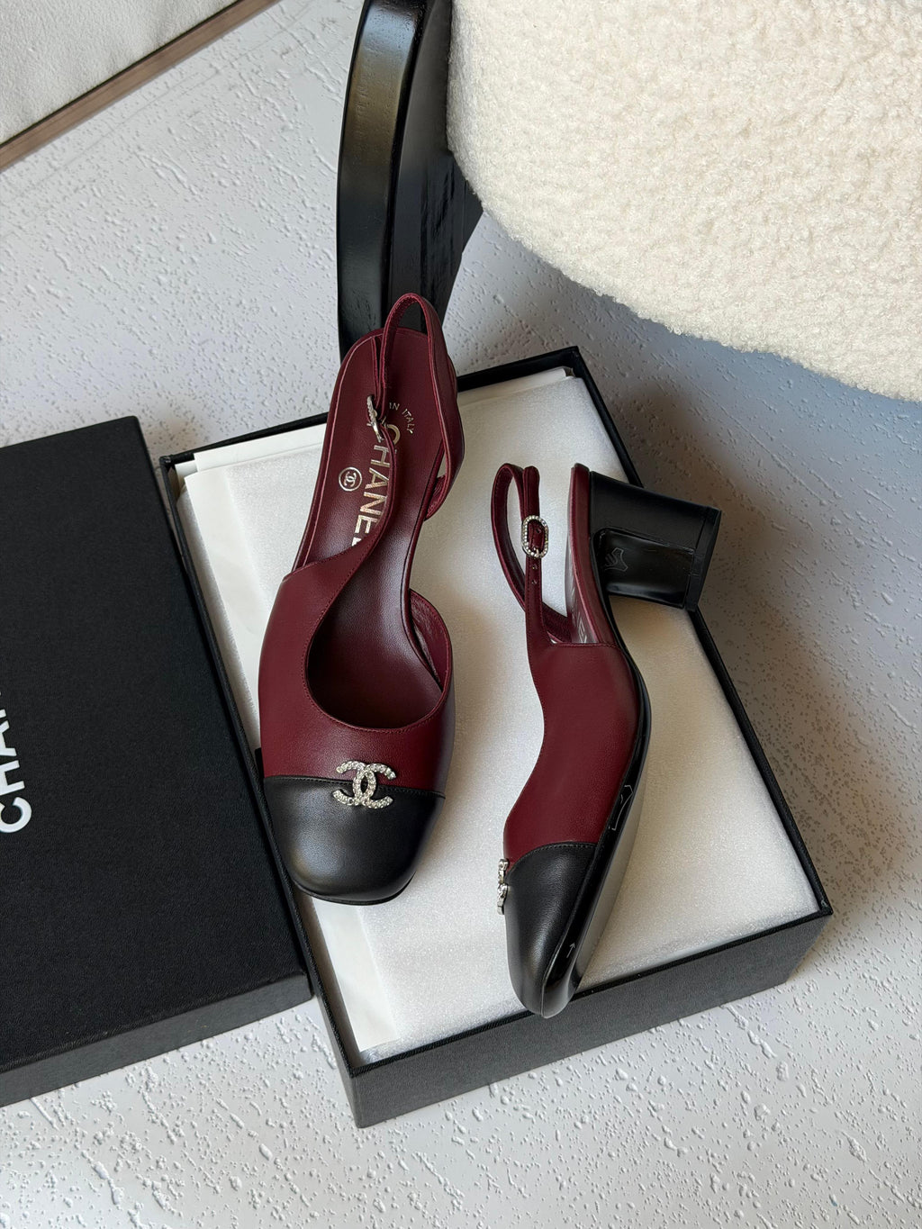 Chanel Crystal CC Lambskin Slingback Block-Heel Pump - 6