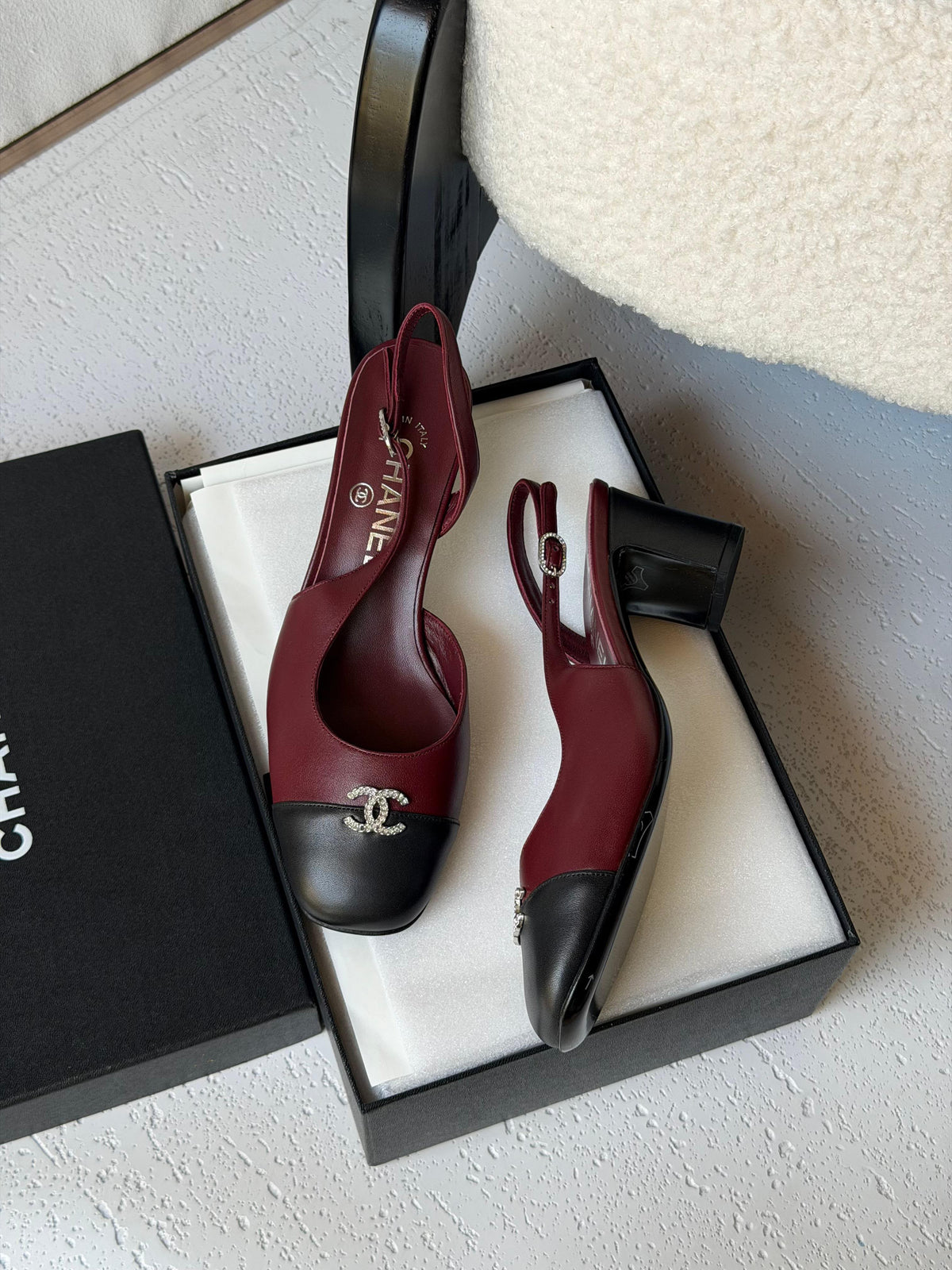 Chanel Crystal CC Lambskin Slingback Block-Heel Pump - 6