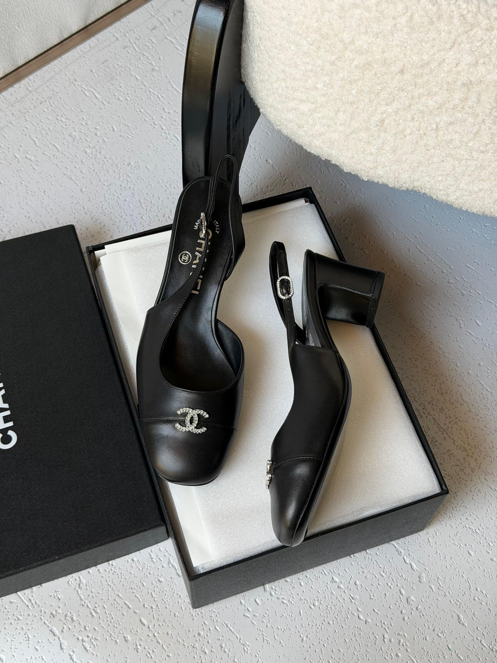 Chanel Crystal CC Lambskin Slingback Block-Heel Pump - 4