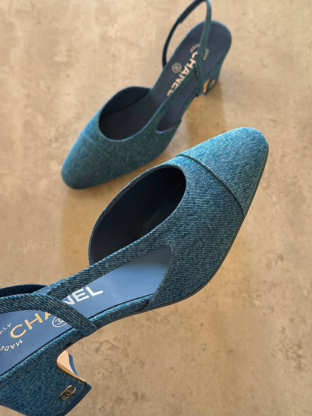 Chanel Heeled Denim Slingback Pump - 3