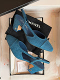 Chanel Heeled Denim Slingback Pump