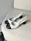Chanel Crystal CC Lambskin Slingback Block-Heel Pump