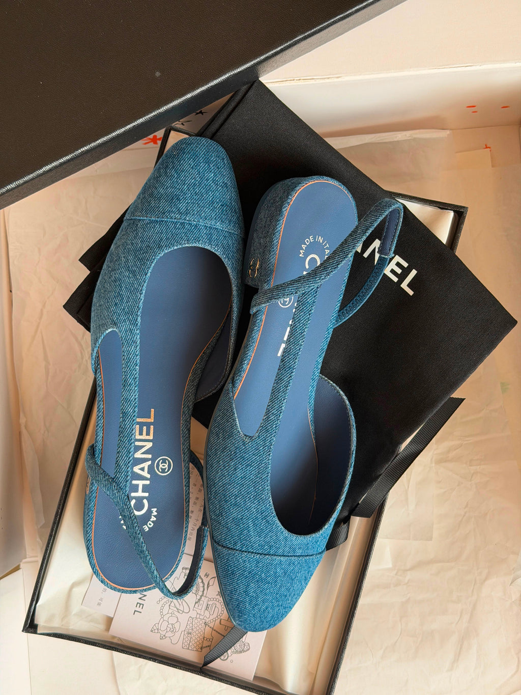 Chanel Denim Cap Toe CC Slingback Flat - 4