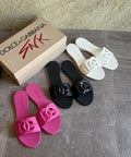 Dolce & Gabbana Bianca Logo Slides in Rubber