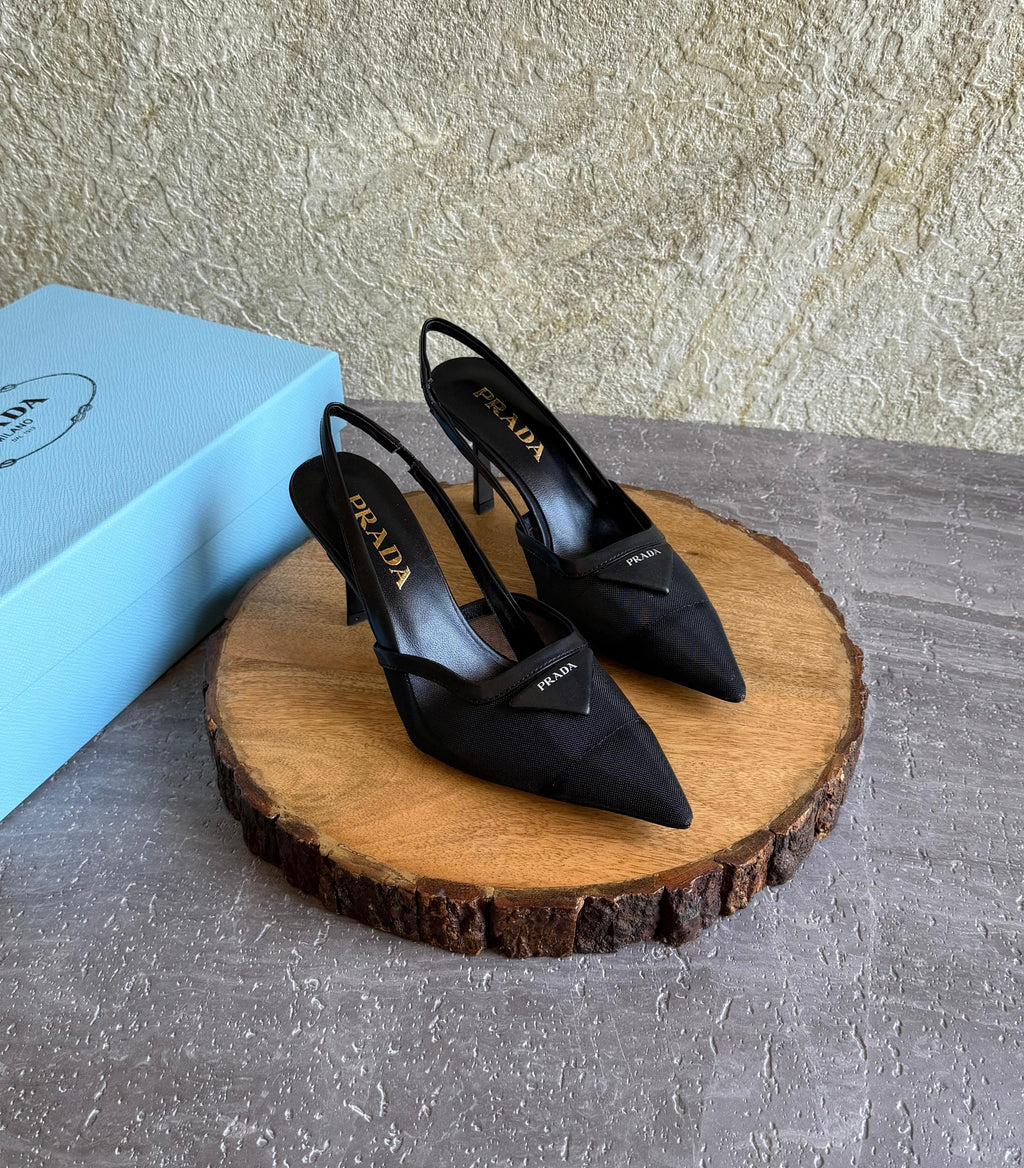 Prada mesh fabric slingback pumps - 7