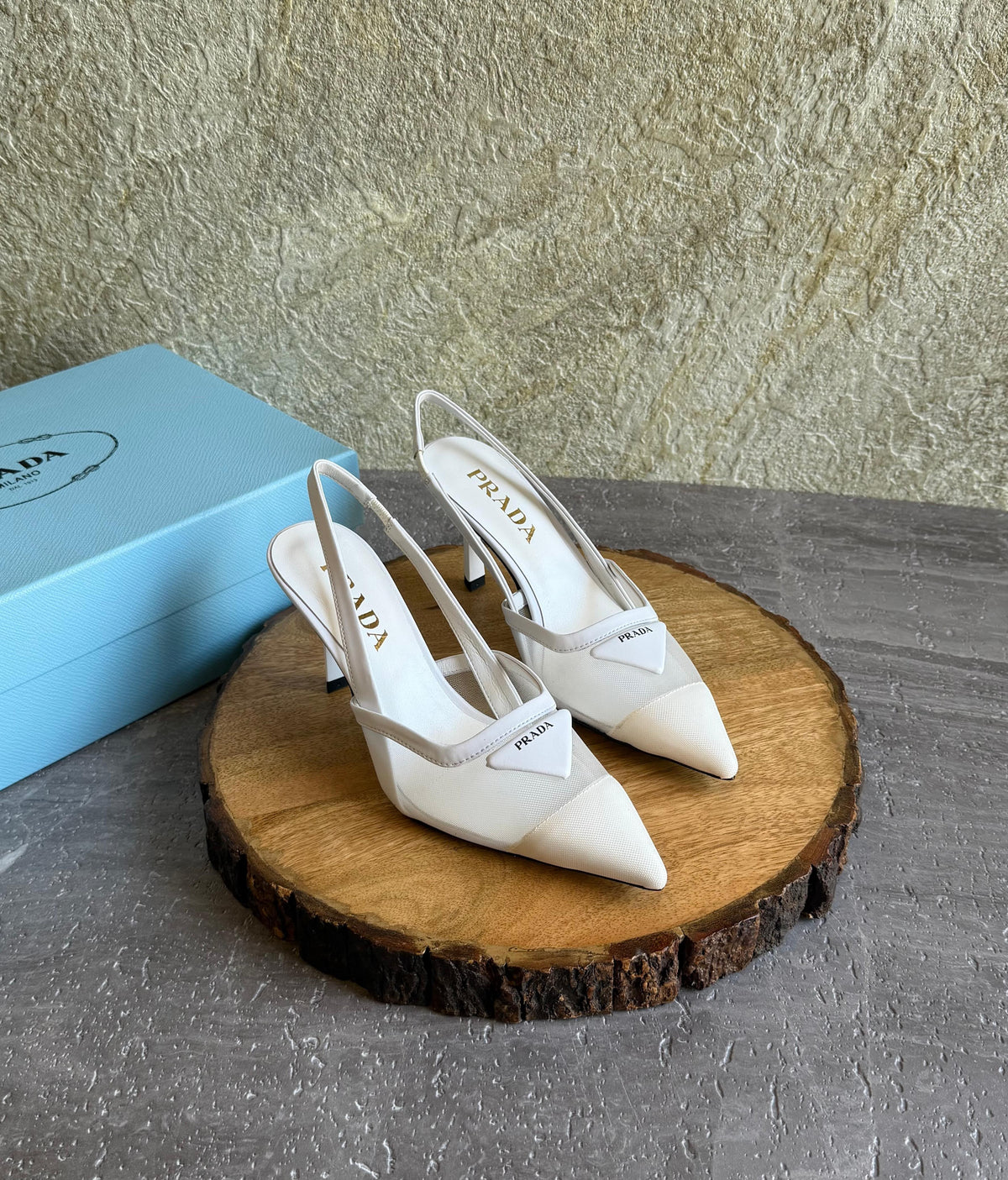 Prada mesh fabric slingback pumps - 5
