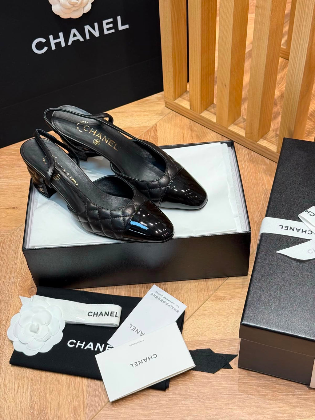 Chanel Slingbacks Lamb & Varnished Calf Black - 4