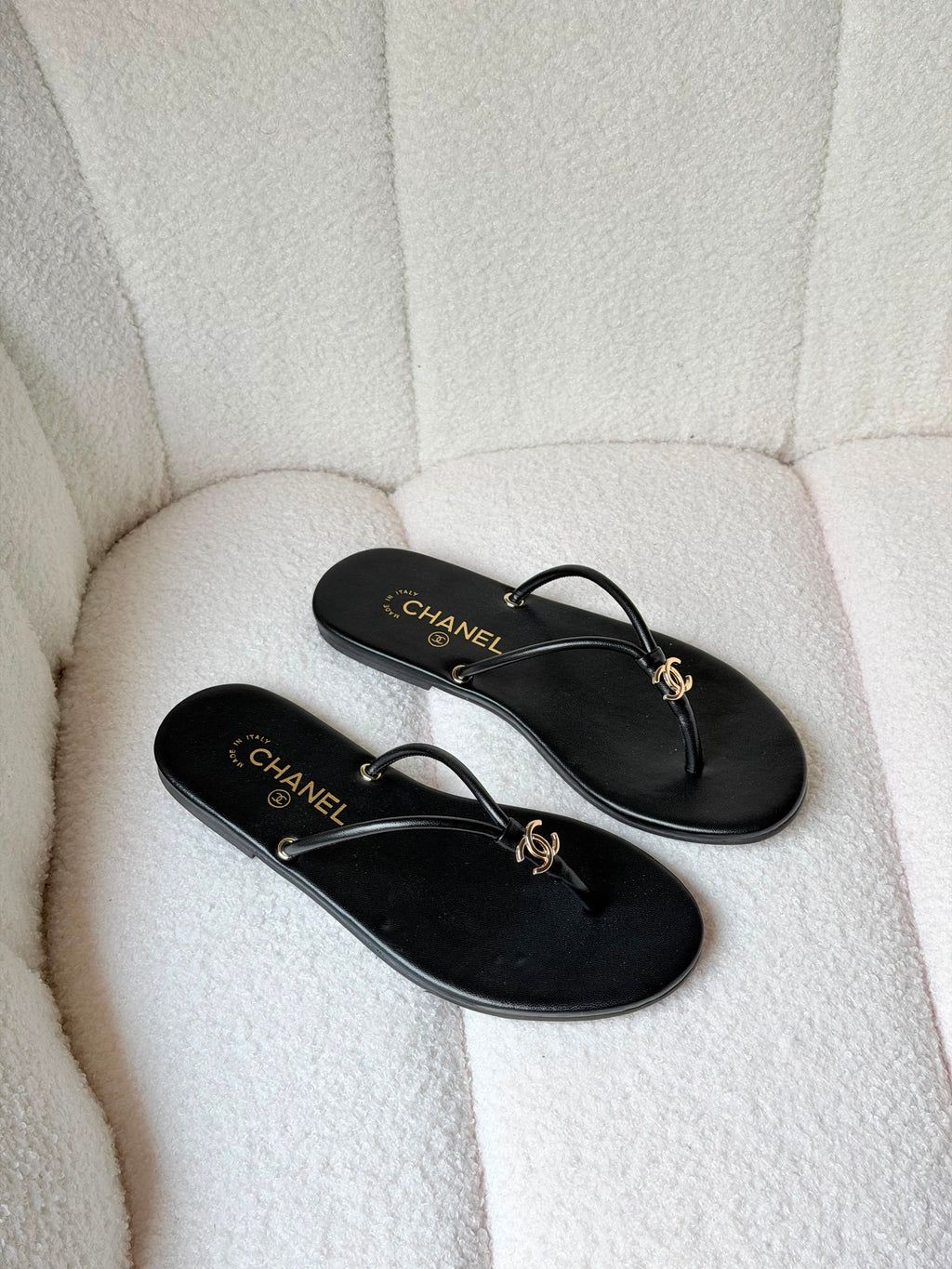 Chanel Thongs Crackled Laminated Calfskin - 7