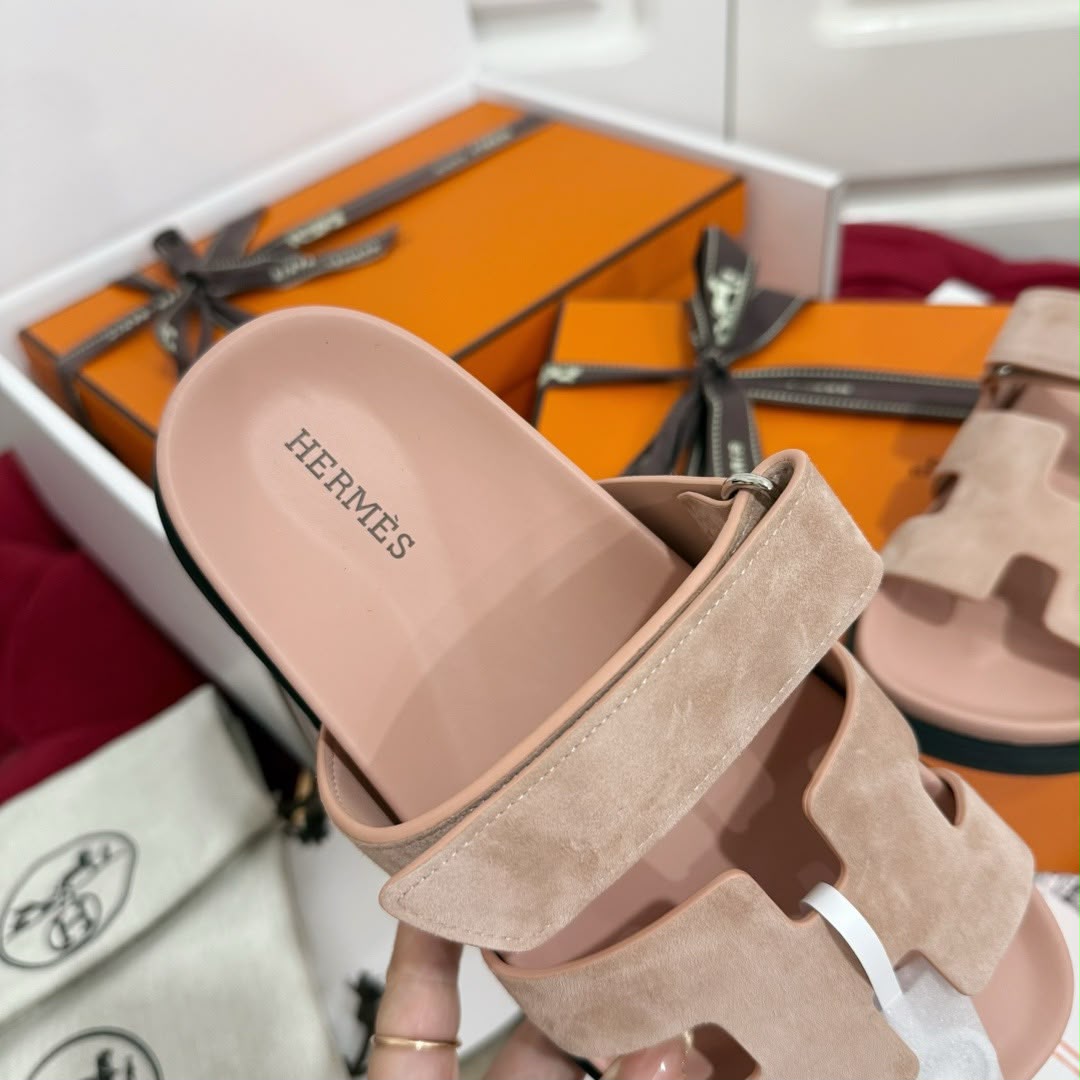 Hermes Suede Goatskin Womens Chypre Sandals - 4