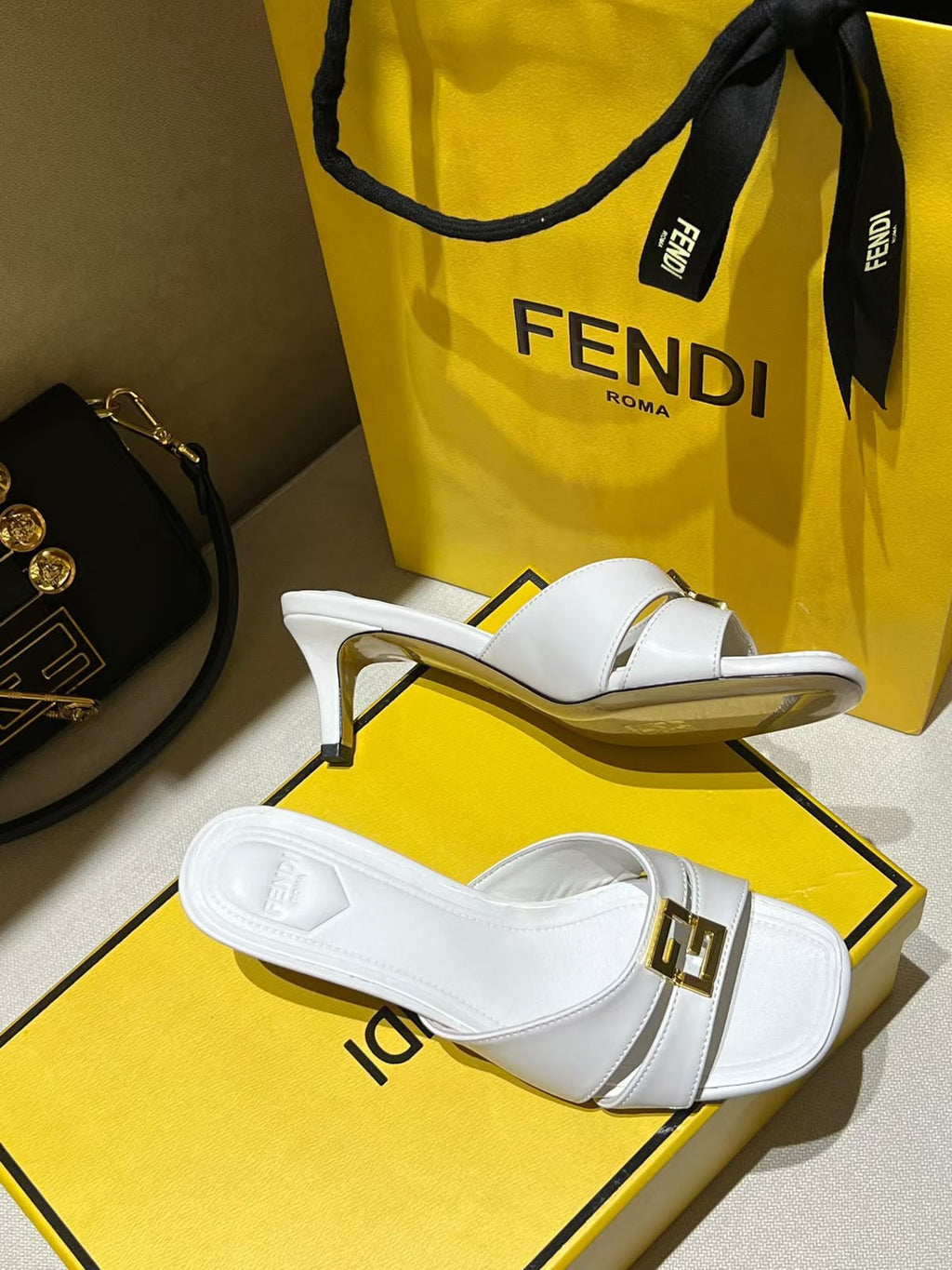Fendi Metallic Ffold Slip-On Sandals - 2