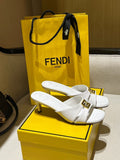 Fendi Metallic Ffold Slip-On Sandals