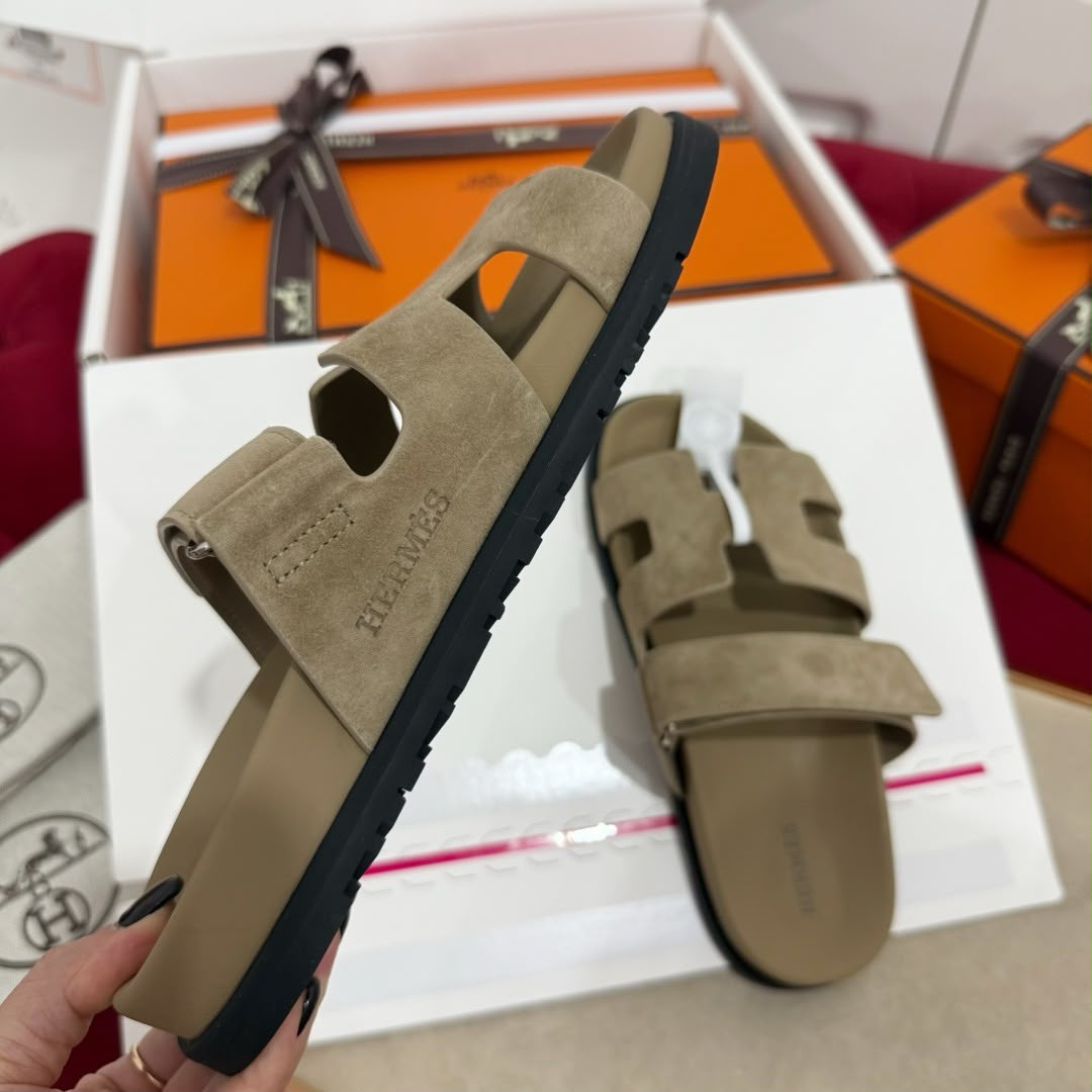 Hermes Suede Goatskin Womens Chypre Sandals - 3