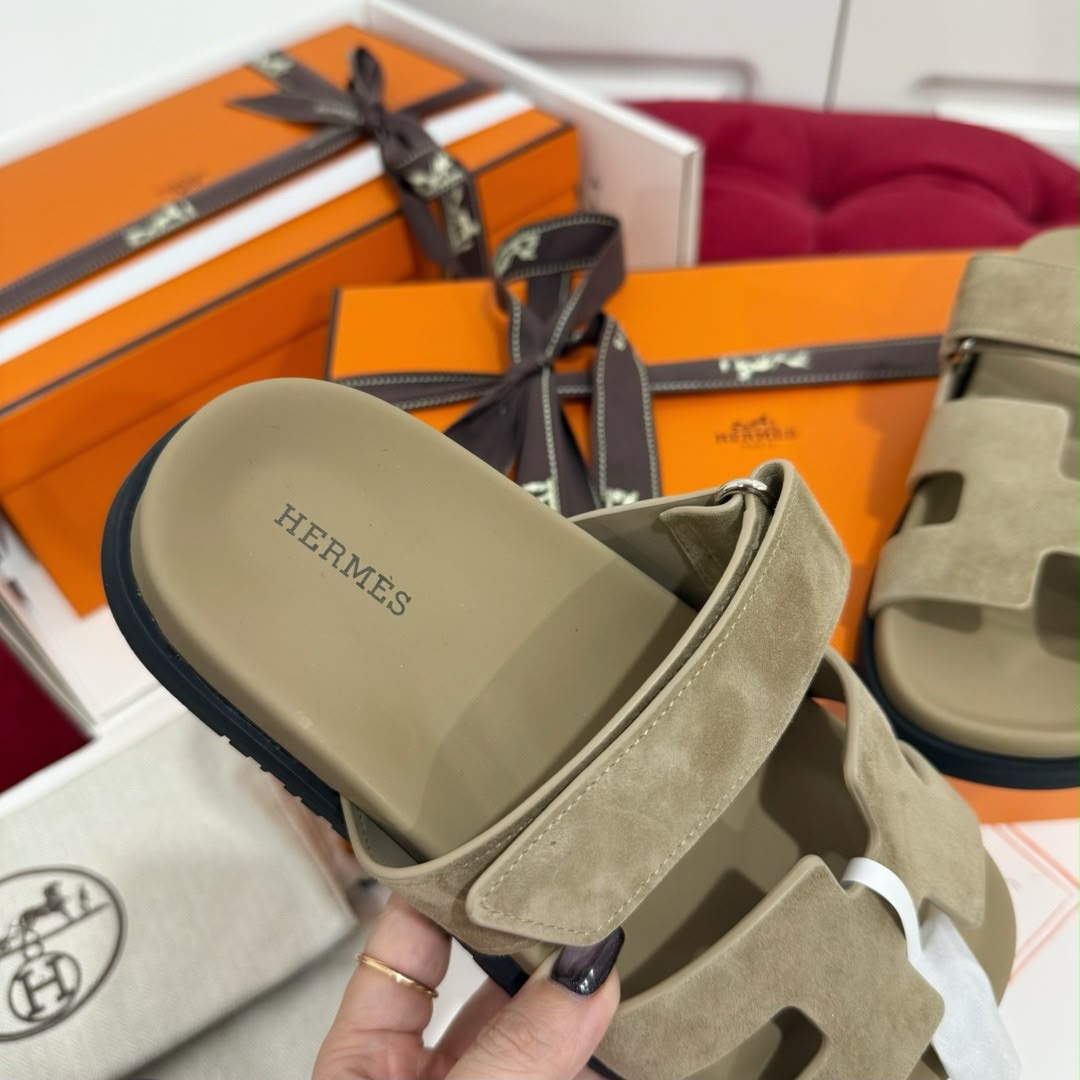 Hermes Suede Goatskin Womens Chypre Sandals - 4