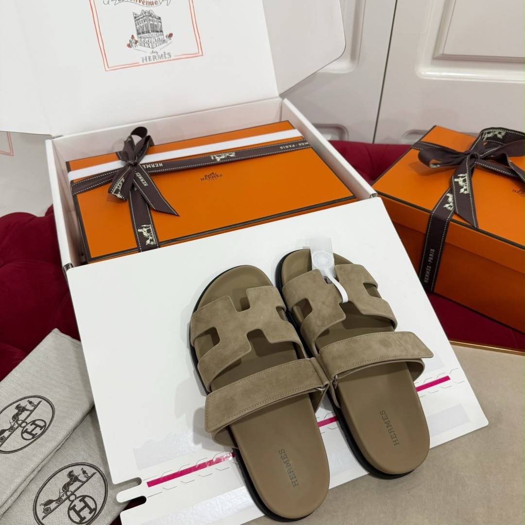 Hermes Suede Goatskin Womens Chypre Sandals - 2