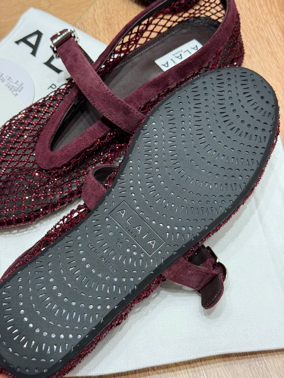 Alaia Beaded Mesh Ballet Flats - 4