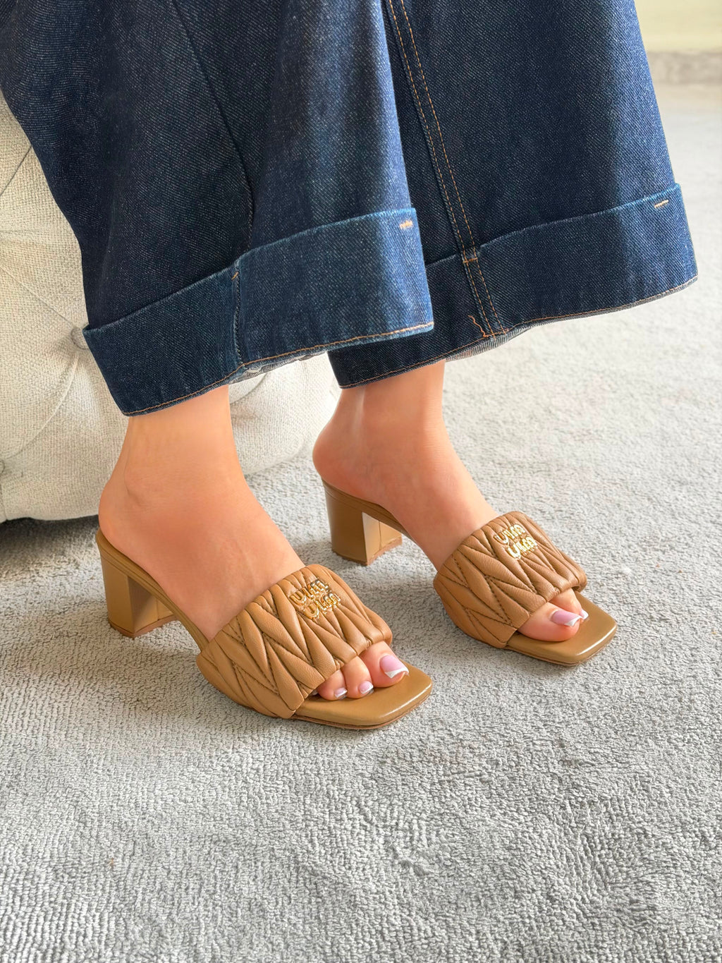 Miu Miu Matelassé Nappa Leather Mule Sandals - 4