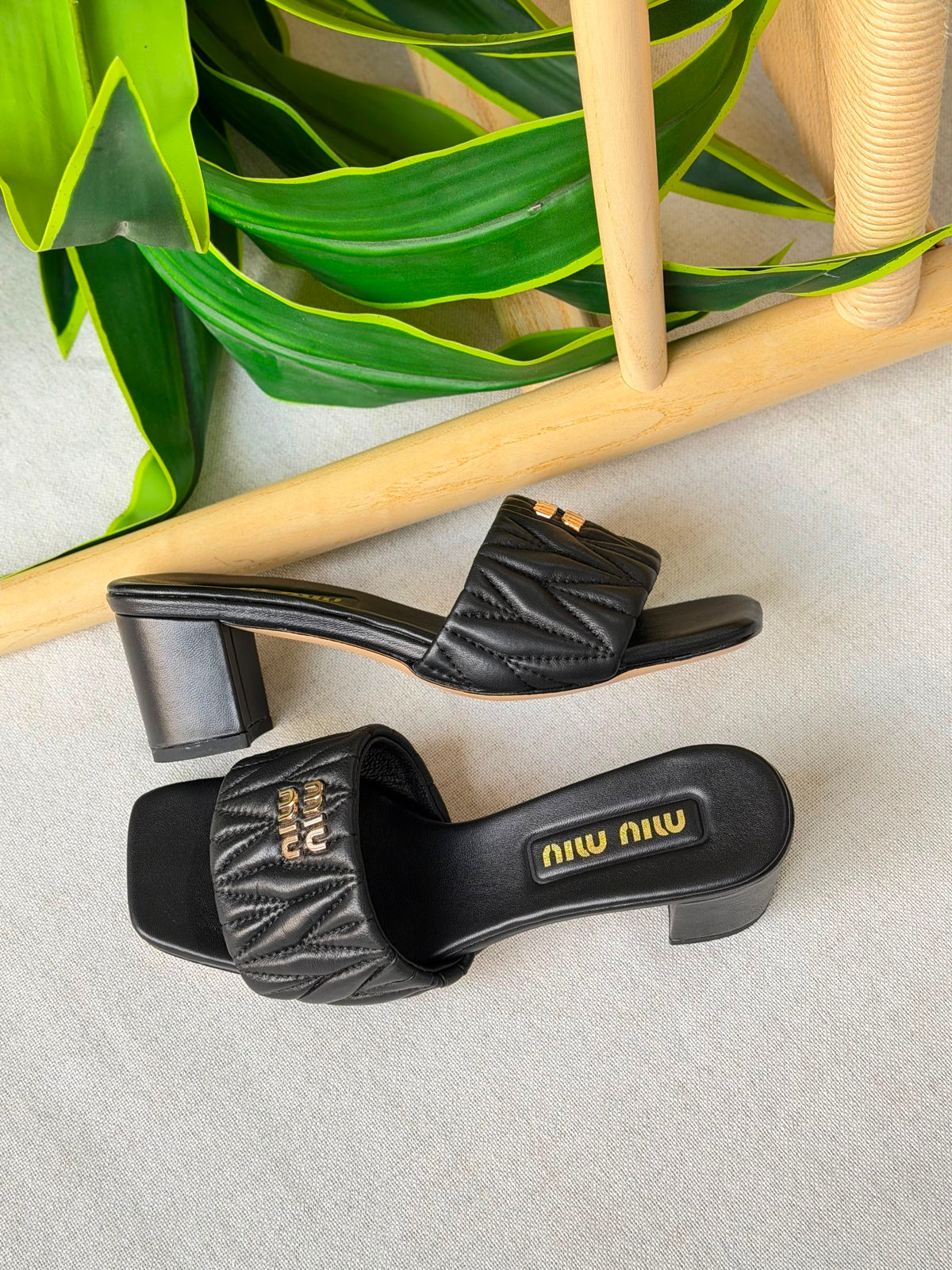 Miu Miu Matelassé Nappa Leather Mule Sandals - 9
