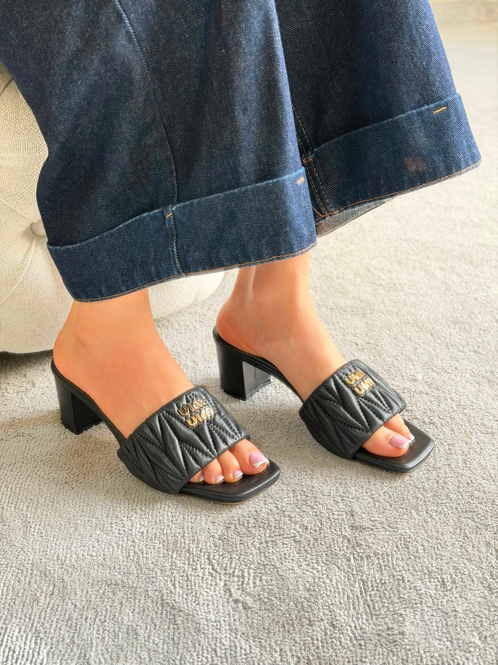 Miu Miu Matelassé Nappa Leather Mule Sandals - 5
