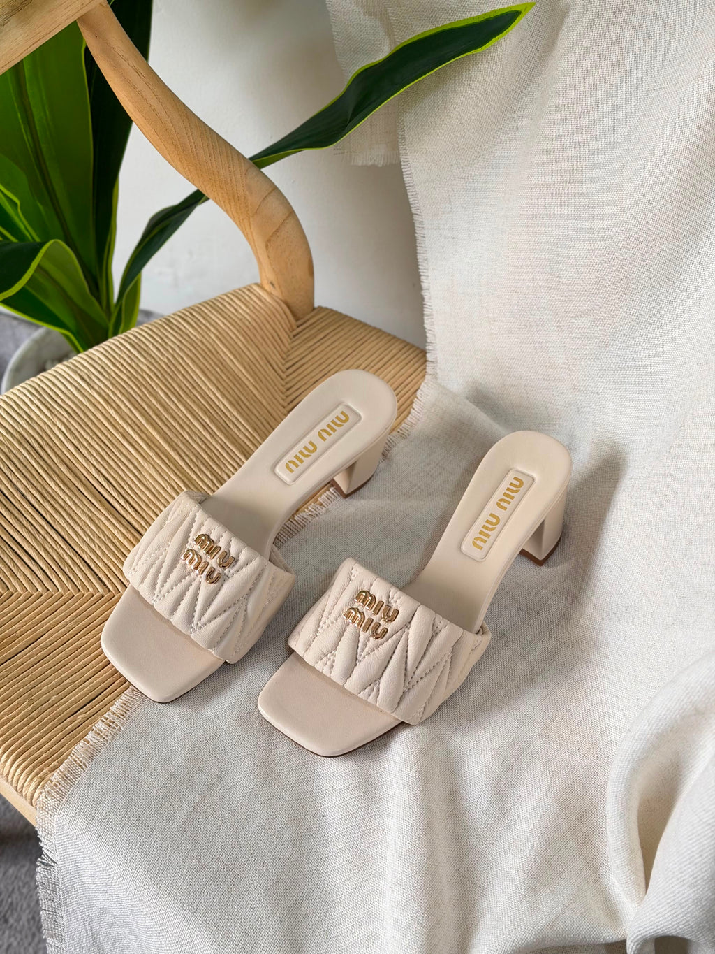 Miu Miu Matelassé Nappa Leather Mule Sandals - 6