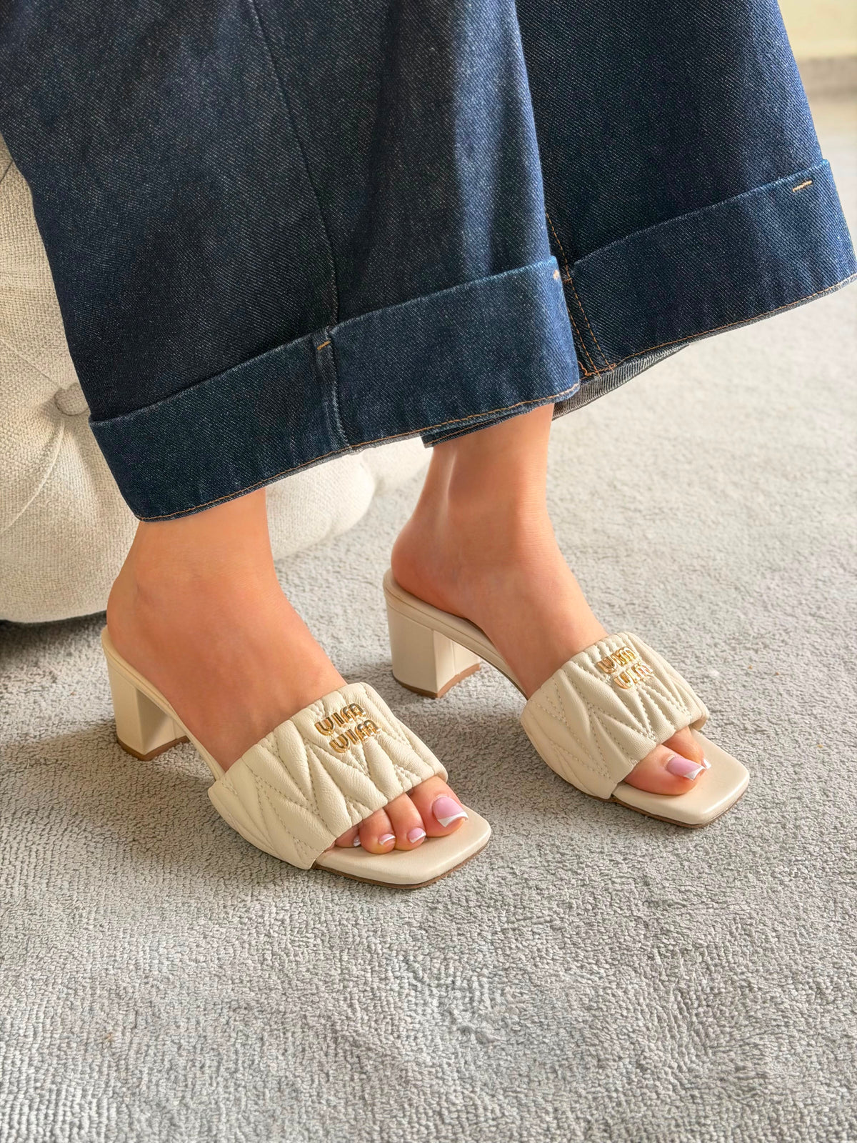 Miu Miu Matelassé Nappa Leather Mule Sandals - 3