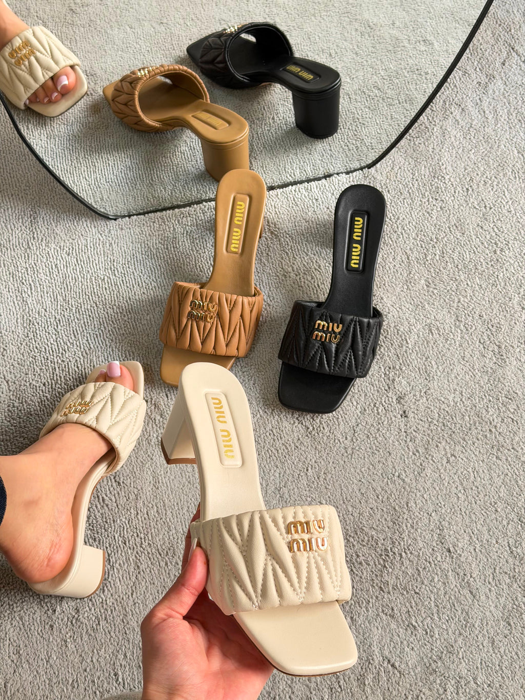 Miu Miu Matelassé Nappa Leather Mule Sandals - 10
