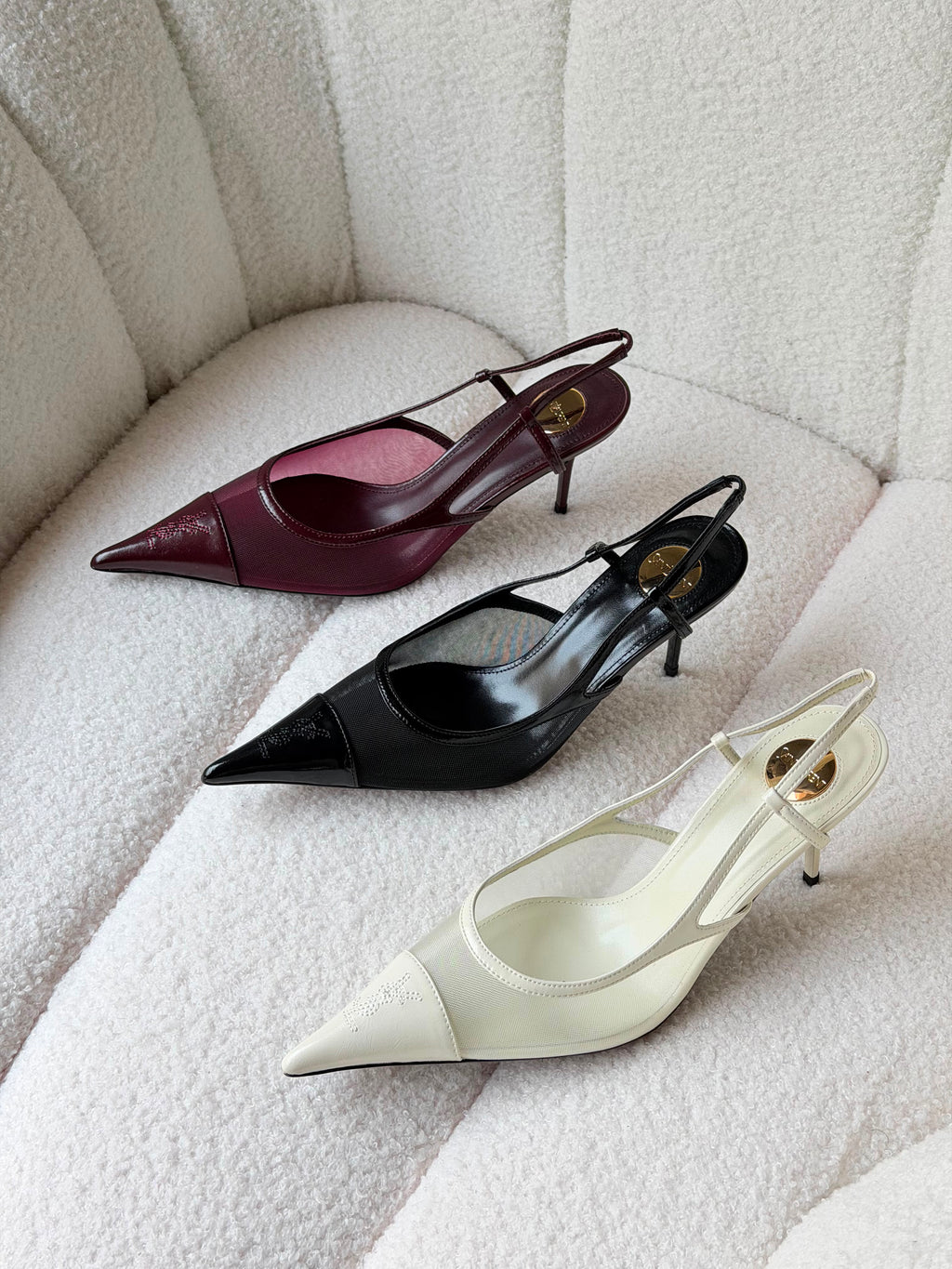YSL Renée Cassandre-Embroidered Mesh Slingback Pumps - 4