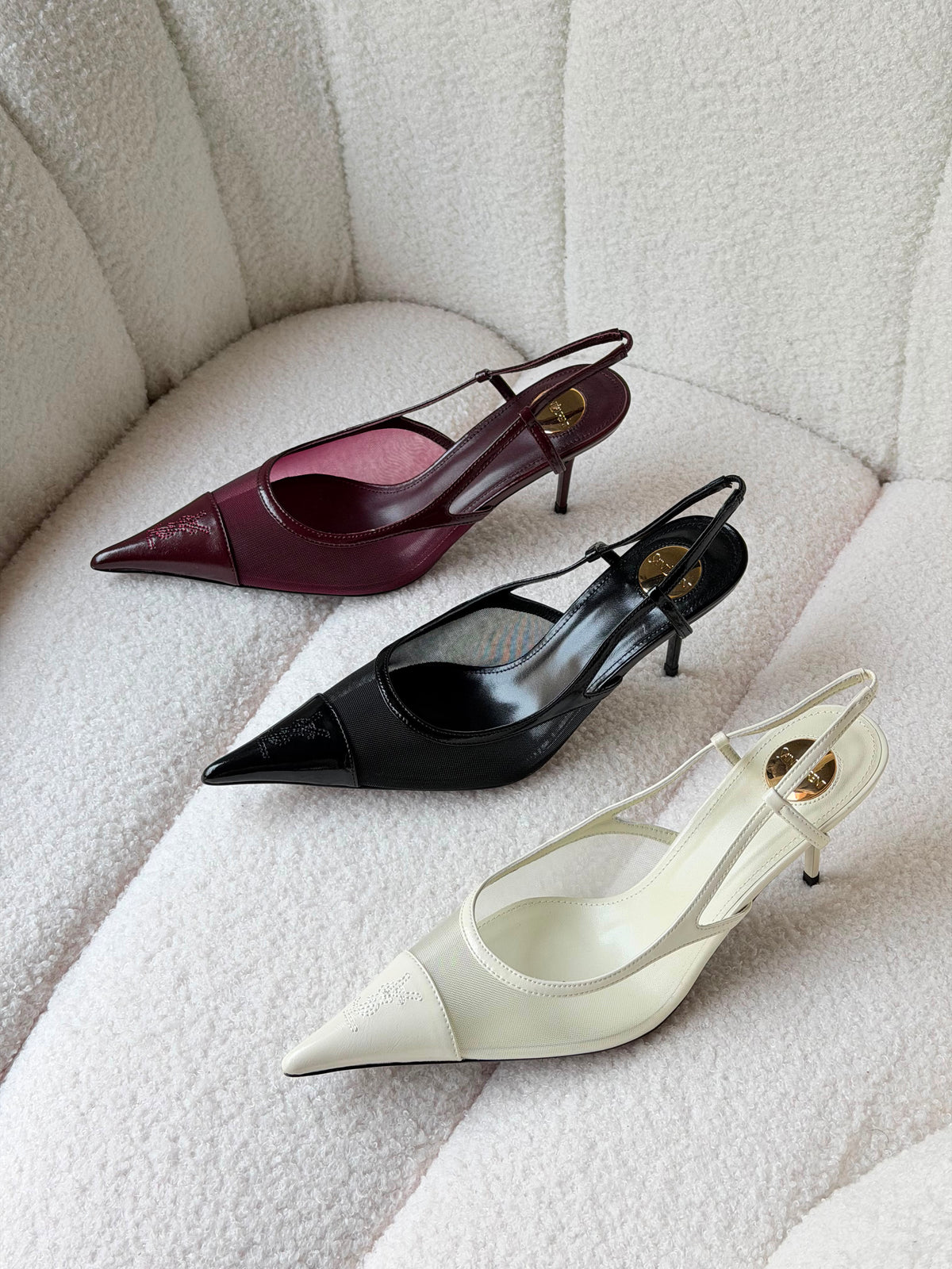 YSL Renée Cassandre-Embroidered Mesh Slingback Pumps - 4