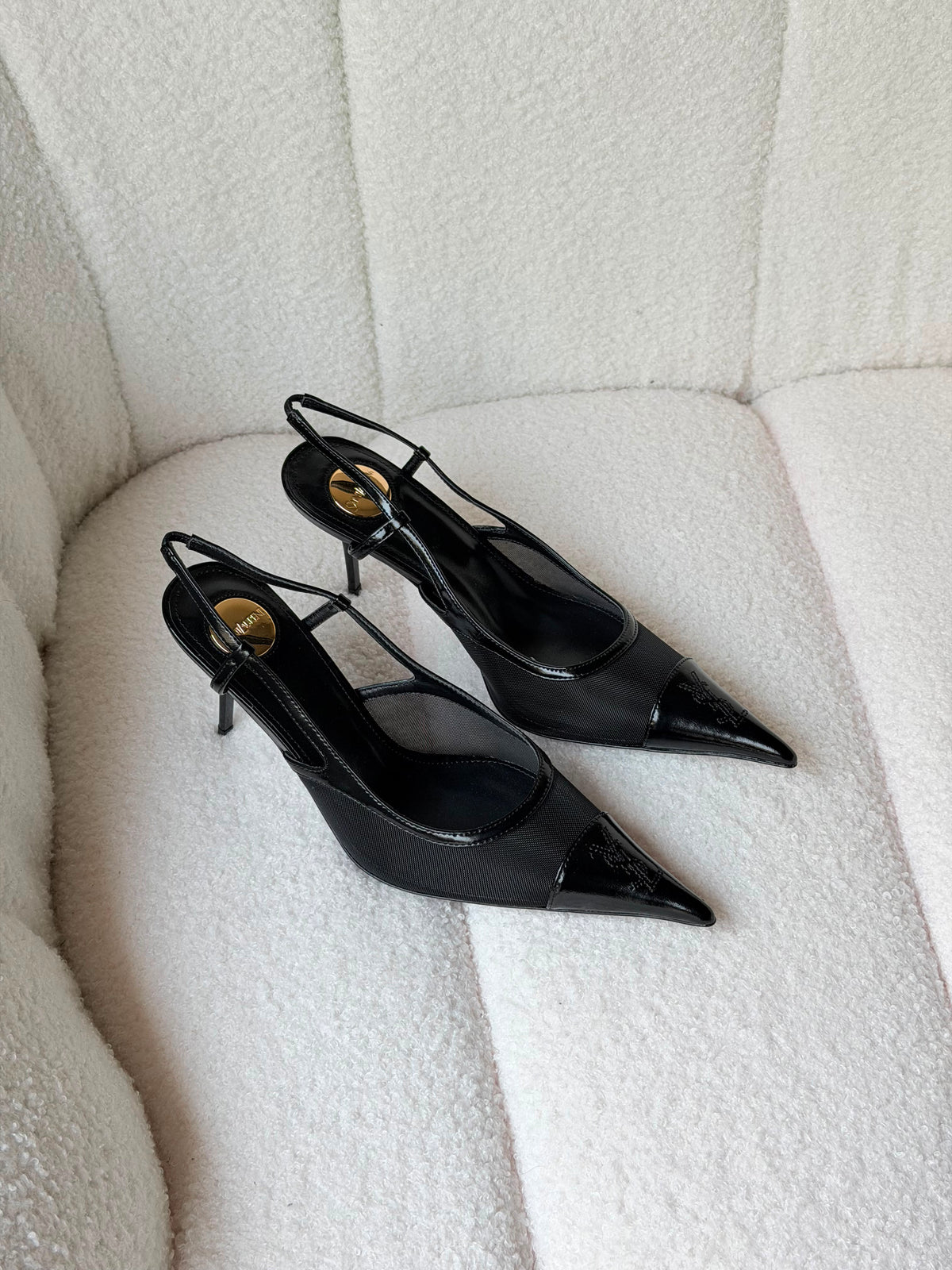 YSL Renée Cassandre-Embroidered Mesh Slingback Pumps - 5