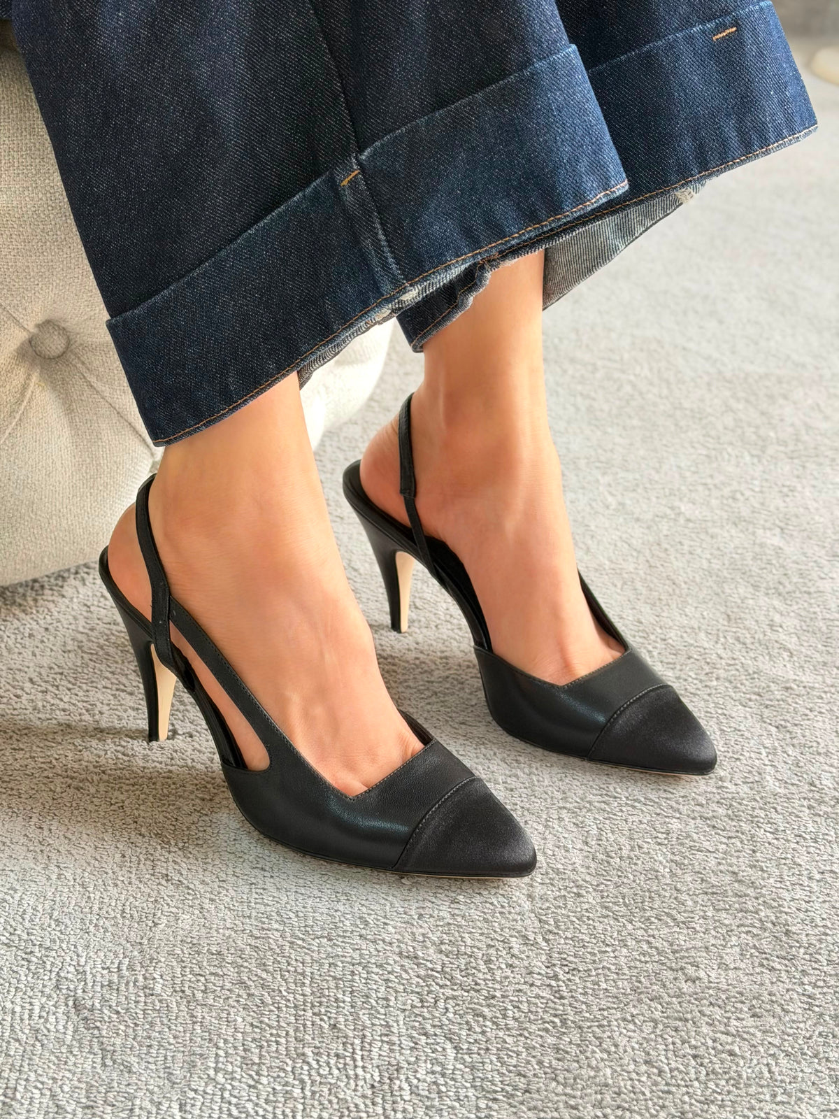Chanel Slingbacks in Goatskin and Mixed Fibers - 4