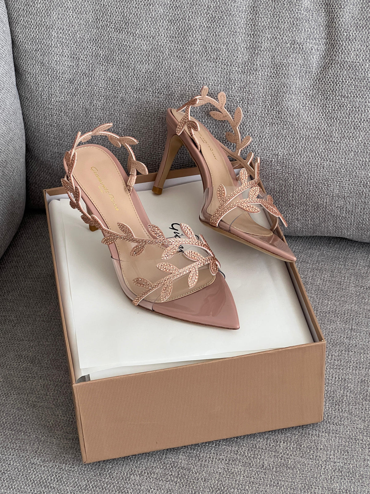 Gianvito Rossi Flavia Sandals in Plexi & Metallic Leather - 8