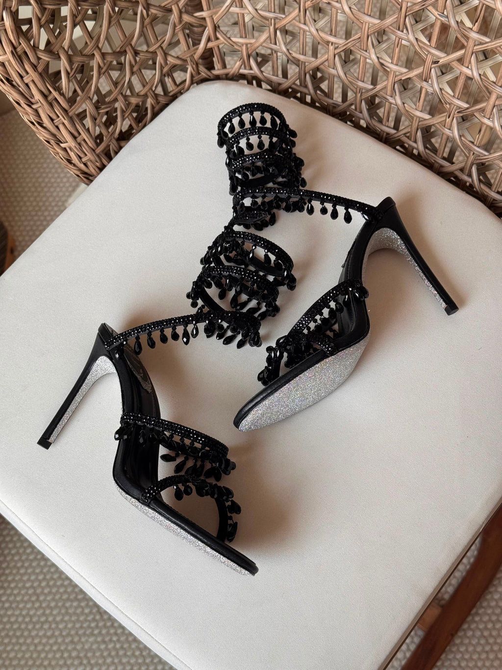 Rene Caovilla Chandelier Burgundy Sandals - 9