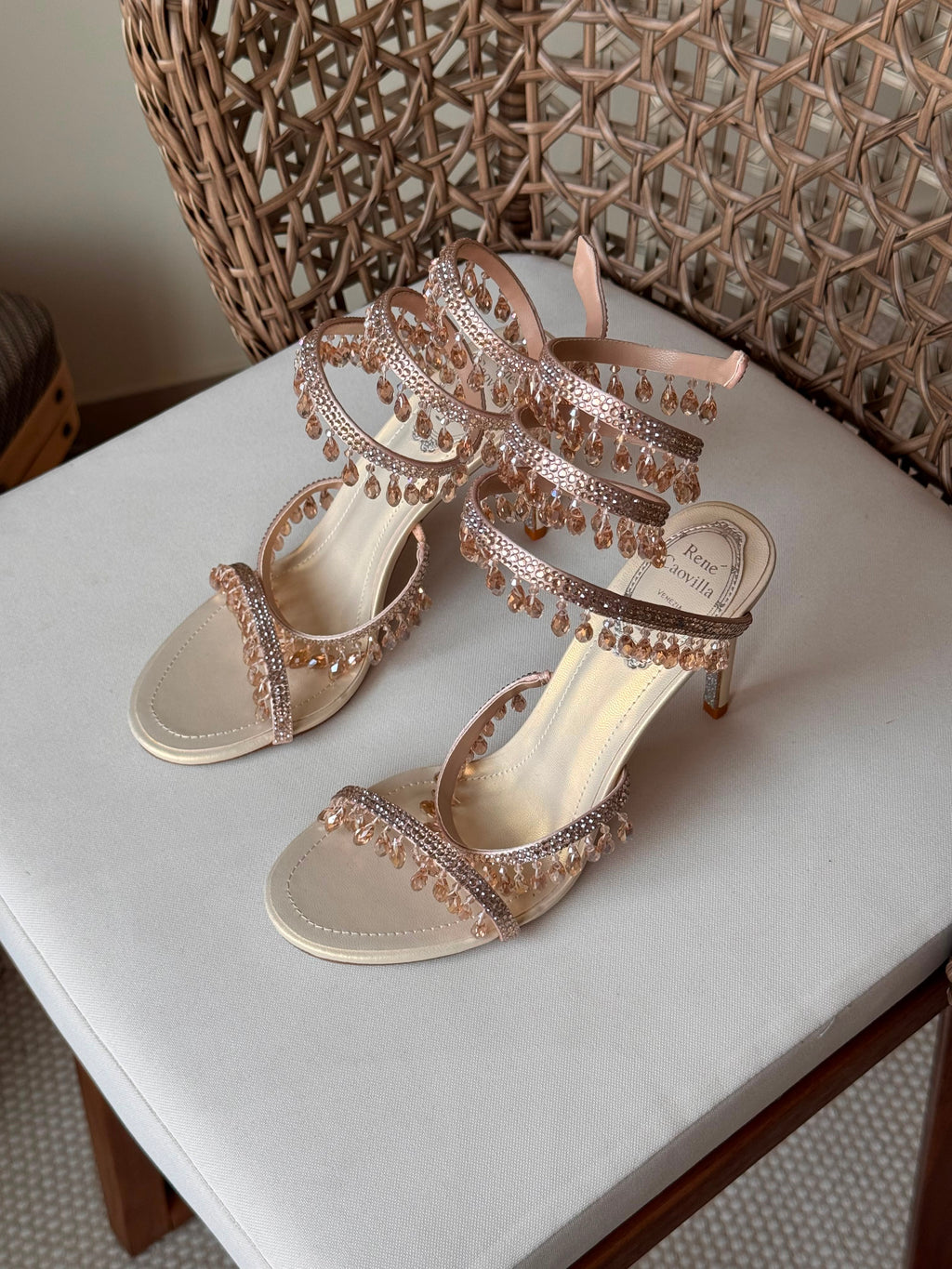 Rene Caovilla Chandelier Burgundy Sandals - 8