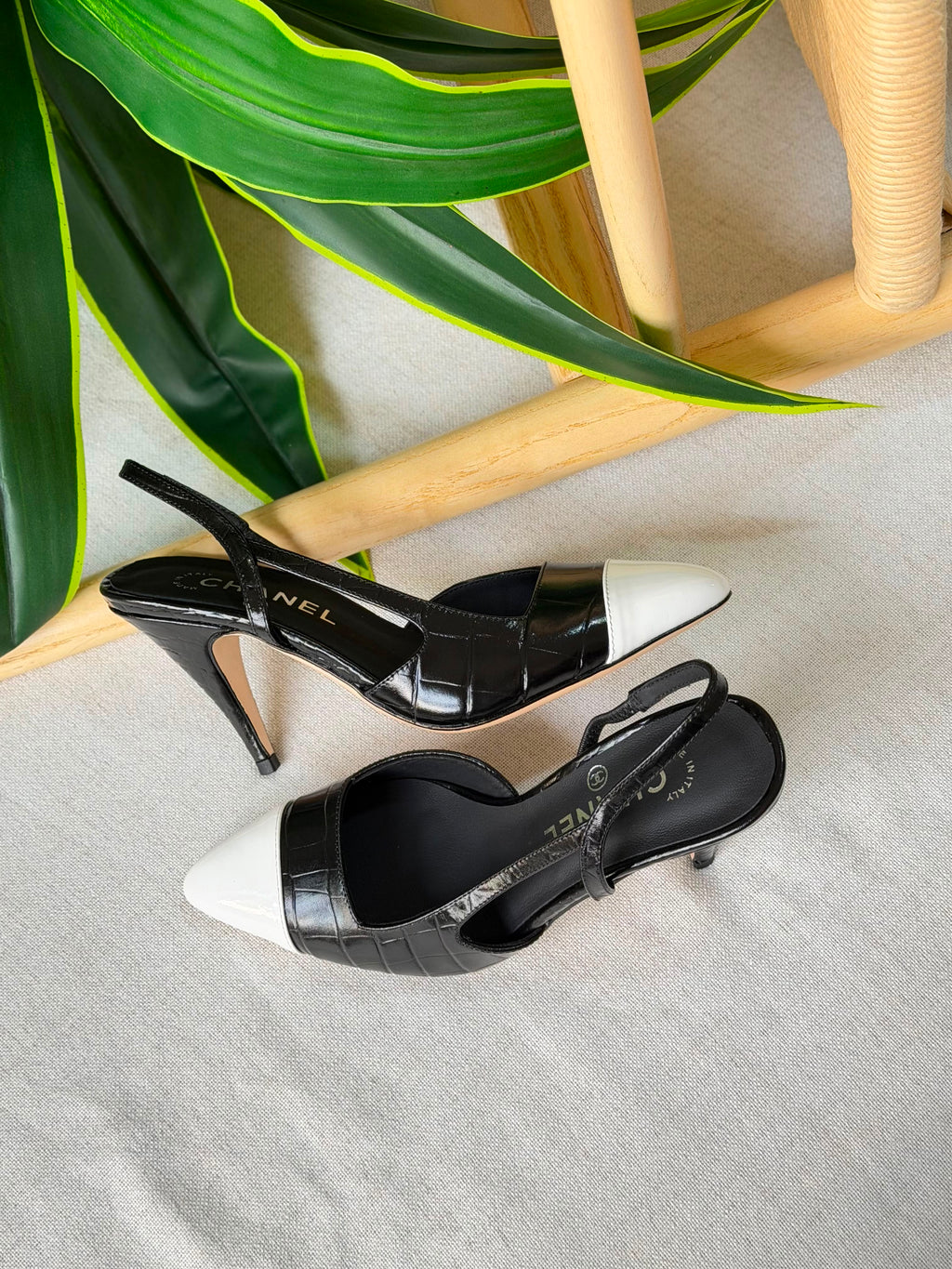 Chanel Crocodile Embossed Calfskin Slingback Pumps - 6