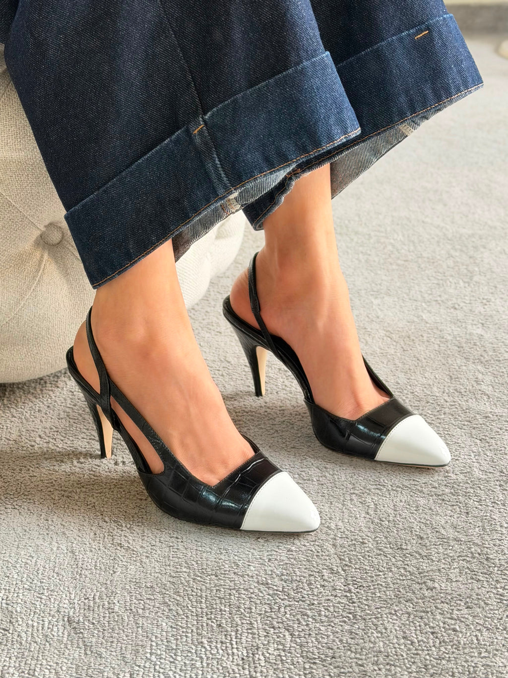 Chanel Crocodile Embossed Calfskin Slingback Pumps - 4