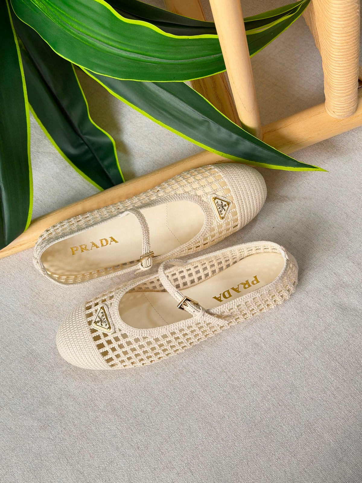 Prada Ivory Crochet Ballerinas - 9
