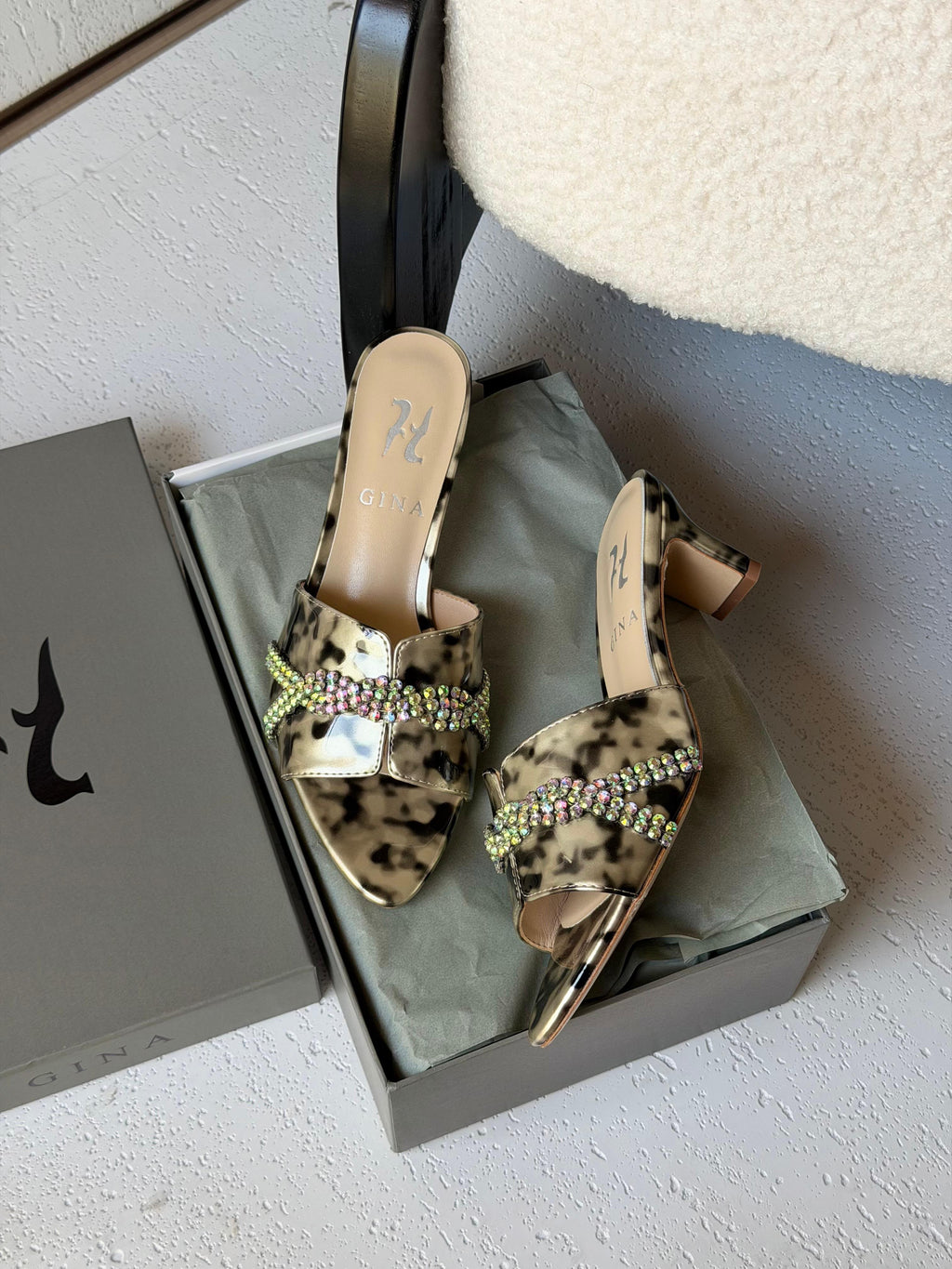 Gina Celine Mules in Chestnut Patent - 8