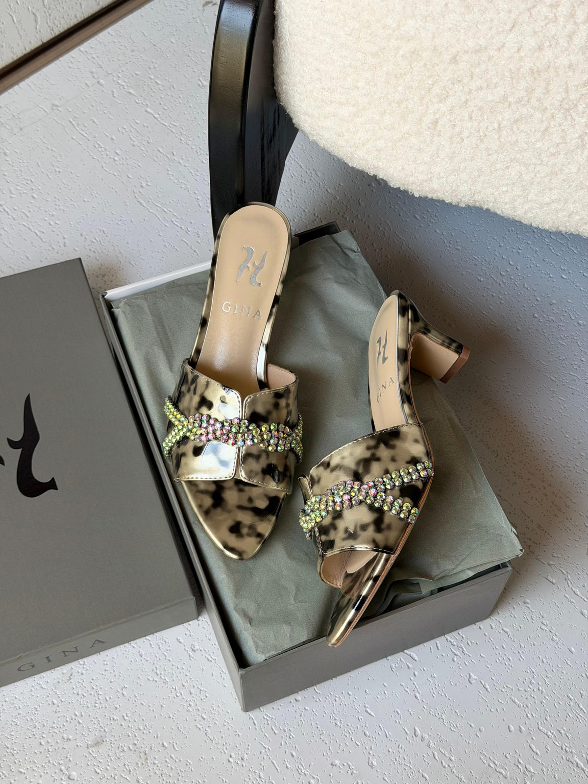 Gina Celine Mules in Chestnut Patent - 8