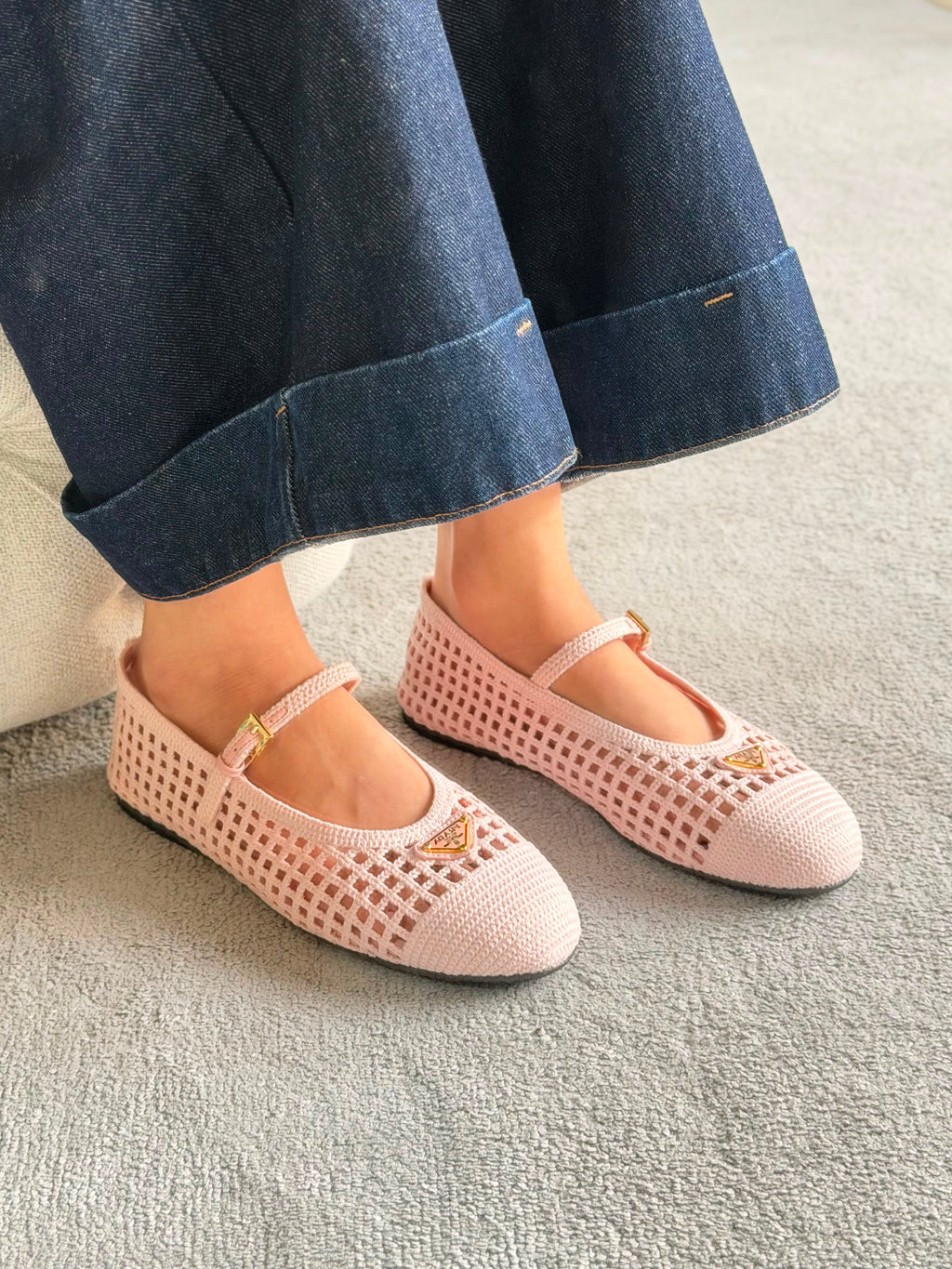 Prada Ivory Crochet Ballerinas - 6