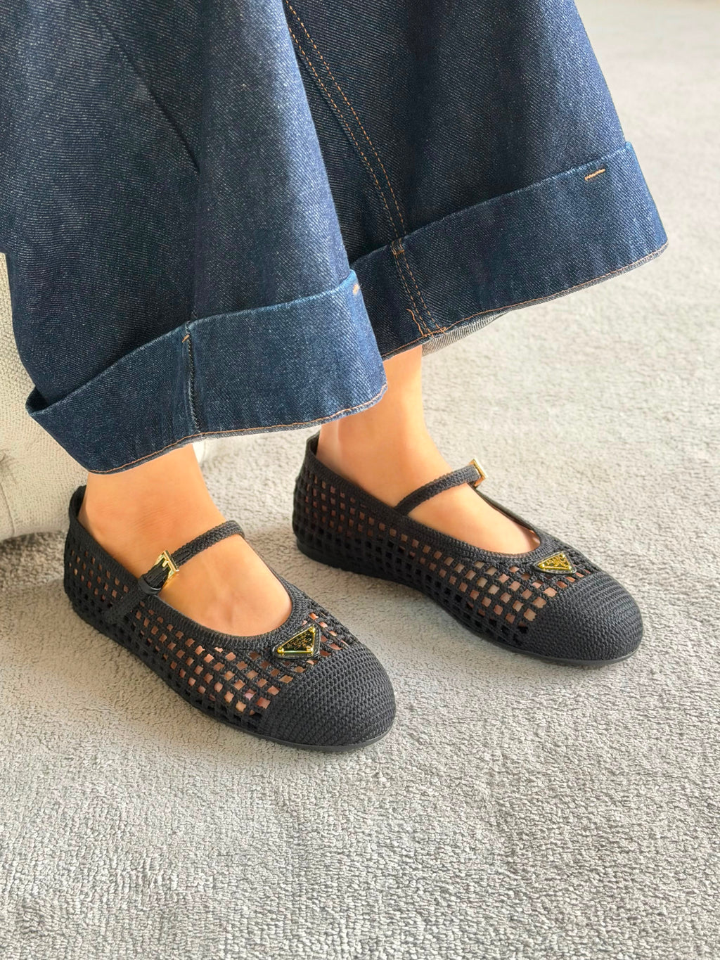Prada Ivory Crochet Ballerinas - 8