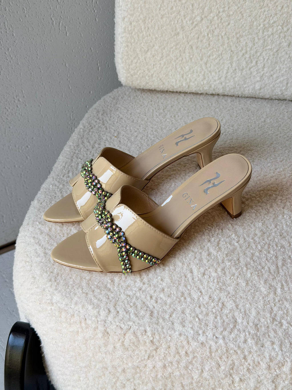 Gina Celine Mules in Chestnut Patent - 13