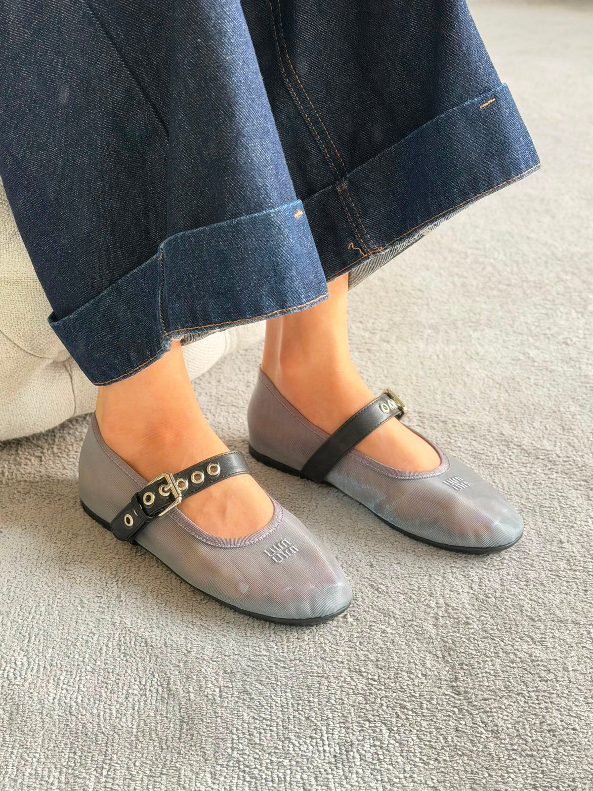 Miu Miu Mesh Fabric Ballerinas - 4