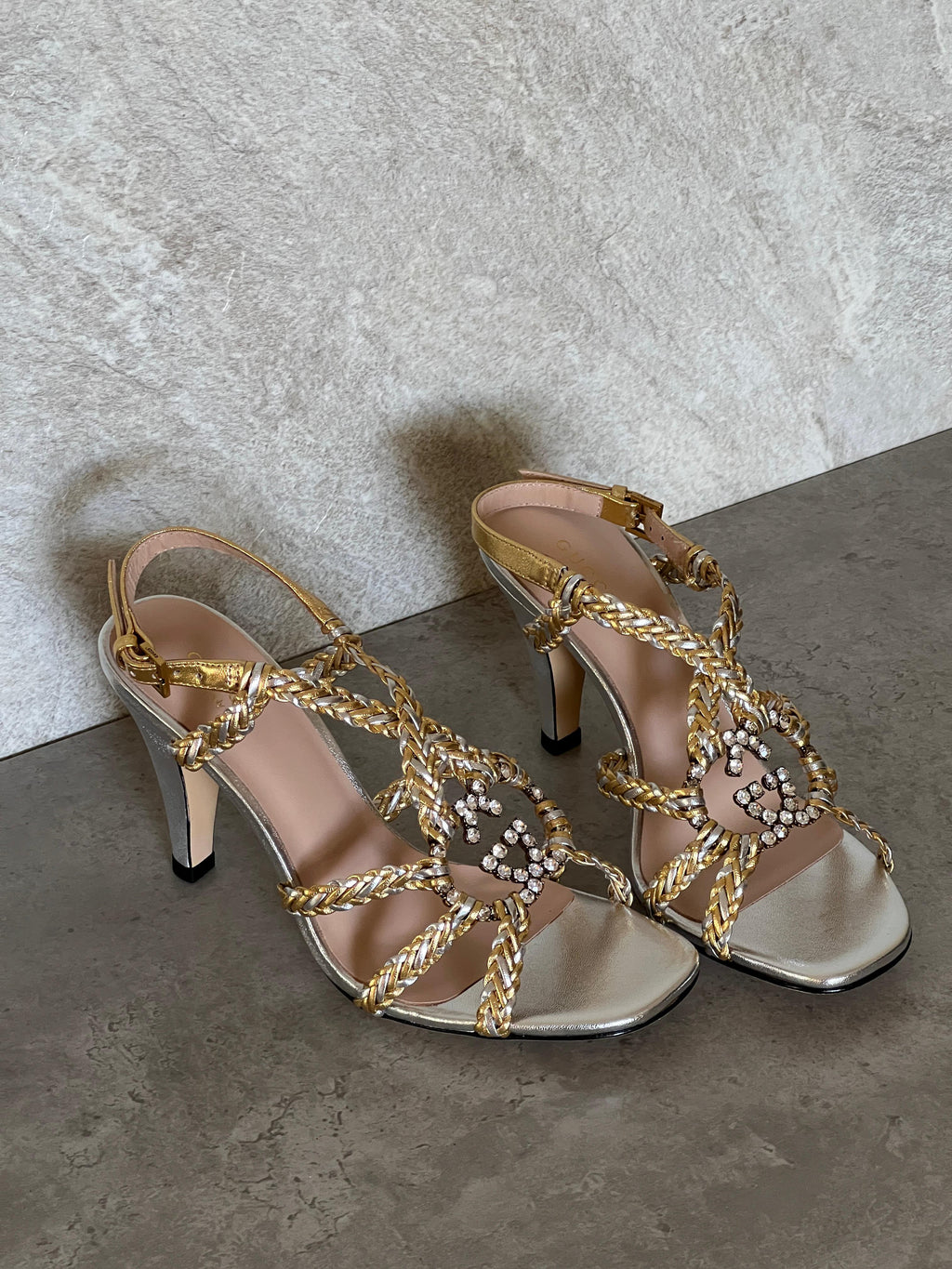 Gucci Crystal Interlocking G Sandal