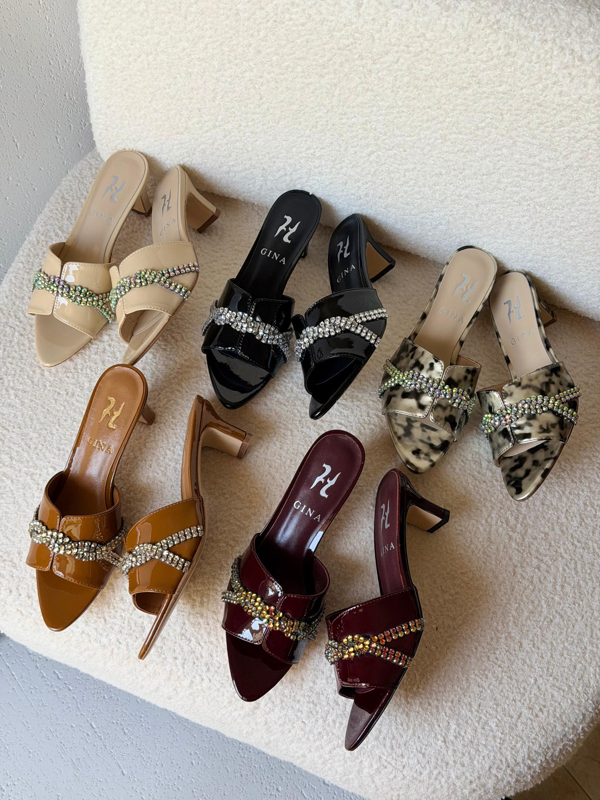 Gina Celine Mules in Chestnut Patent - 6