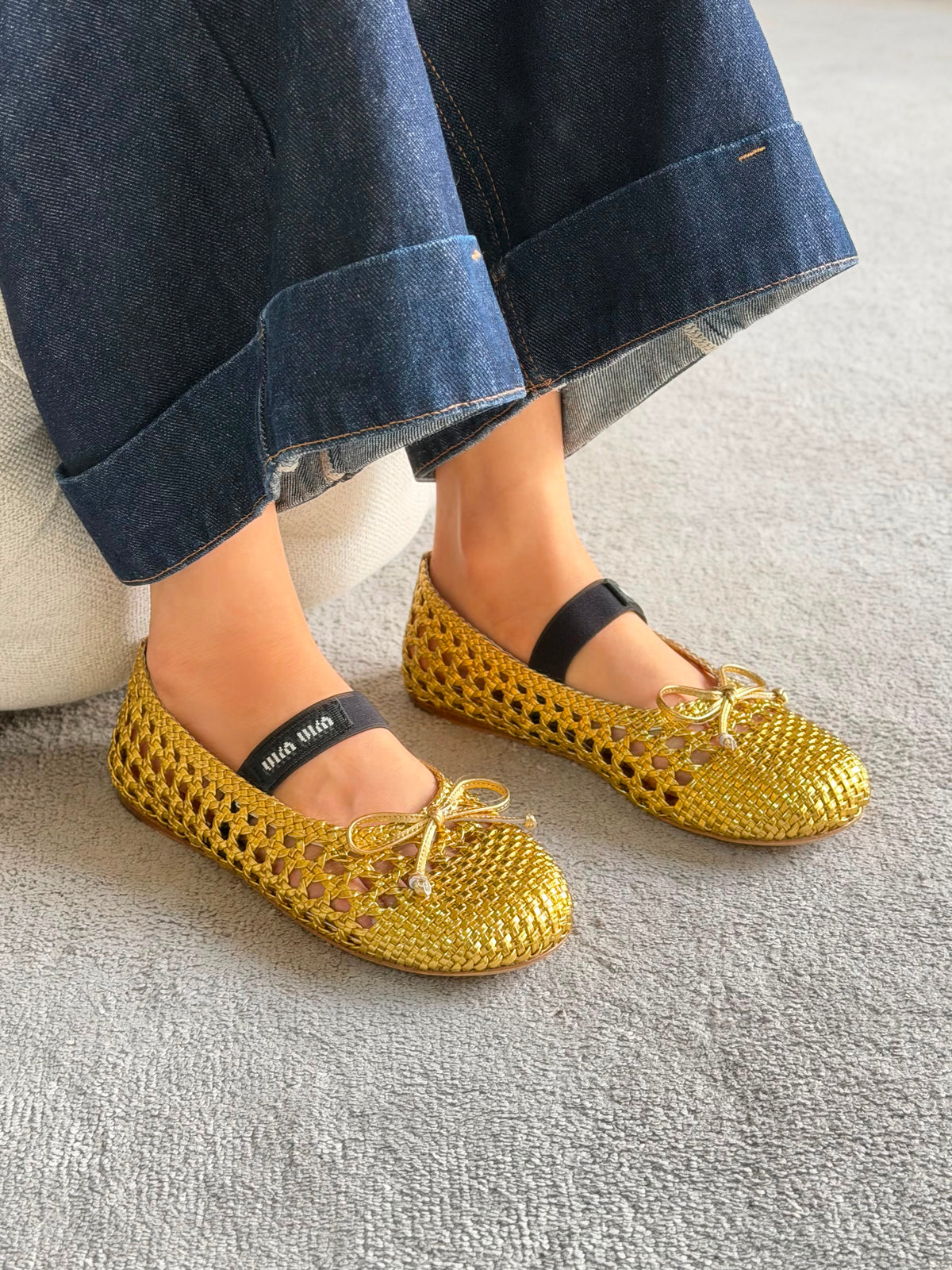 Miu Miu Ballet Flats Woven Mordoré Nappa Leather - 3